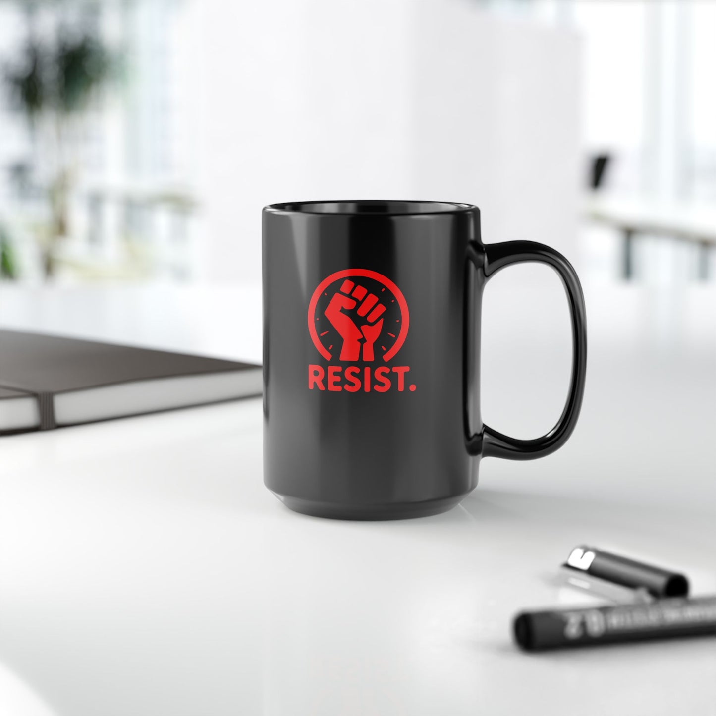RESIST - Bold Design Black Ceramic Mug - 11oz & 15oz