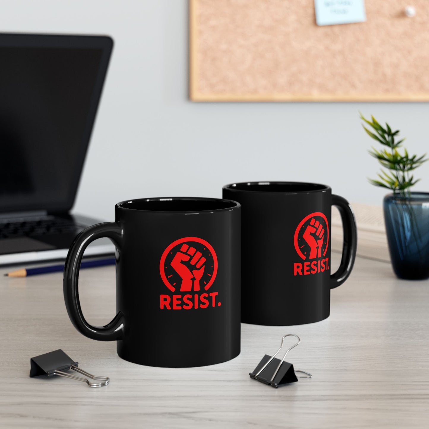 RESIST - Bold Design Black Ceramic Mug - 11oz & 15oz