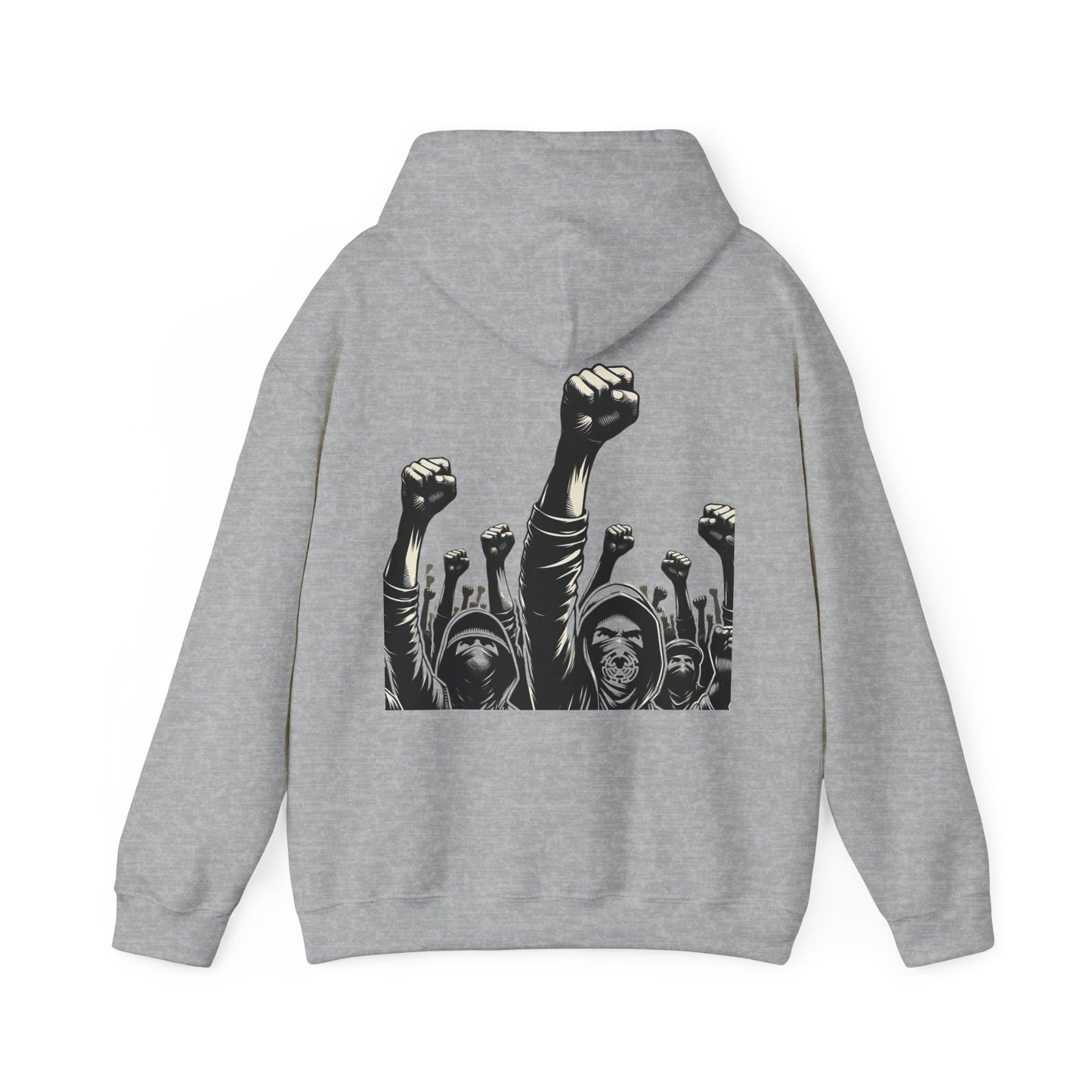 RESIST. Unisex Hooded Sweatshirt - Back Protesters - Front Logo